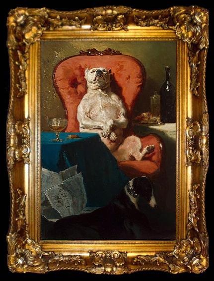 framed  Alfred Dedreux Pug Dog in an Armchair, ta009-2